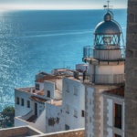 sea, lighthouse, people, peniscola, lighting, nature, sun, holiday, coast, landscape